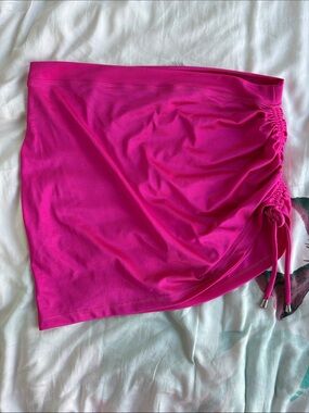 Y2K Hot Pink Swim Sarong with Side Drawstring and Shell Details 🐚